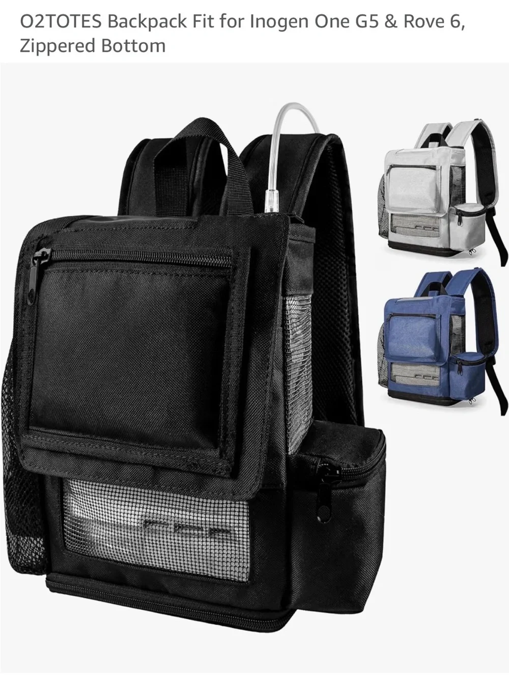 Black Compact Utility Backpack For Oxygen Inogen 5